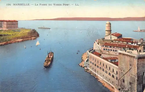 A234 Frankreich Marseille La Passe Vieux Port Dampfschiff Vintage Postkarte