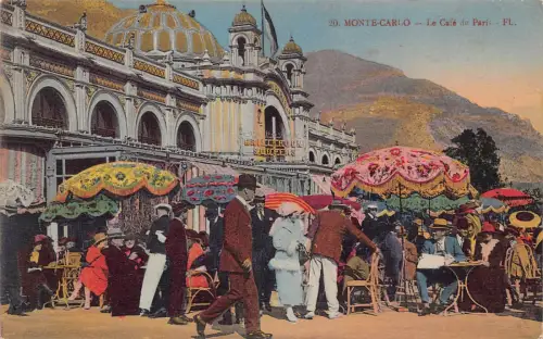 B606 Monaco 1925 Monte-Carlo Cafe de Paris Vintage Postkarte