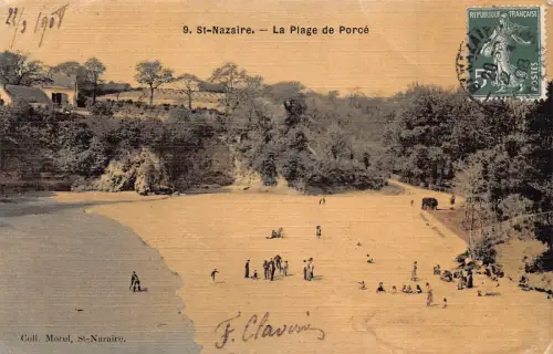 A233 Frankreich 1908 St Nazaire La Plage de Porce Vintage Postkarte