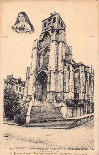 A233 Frankreich Lisieux St Jacques Kirche Vintage Postkarte