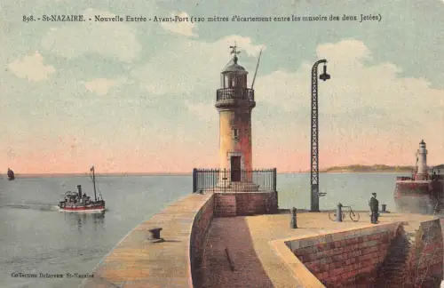 A234 Frankreich St Nazaire Avant Hafen Leuchtturm Dampfschiff Vintage Postkarte