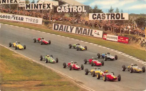 L547 Motorrennen in Brands Hatch erste Runde Paddock Hill Bend Castrol Postkarte