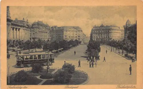 A864 Ungarn Szabadsag Ter Budapest Straßenbahnplatz Vintage Postkarte