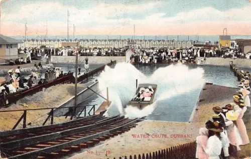 A864 Südafrika Durban Wasserrutsche Schlittenbahn Vintage Postkarte