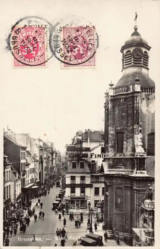 L135 Belgien 1932 Brüssel Rue Neuve Straßenwagen Vintage Postkarte