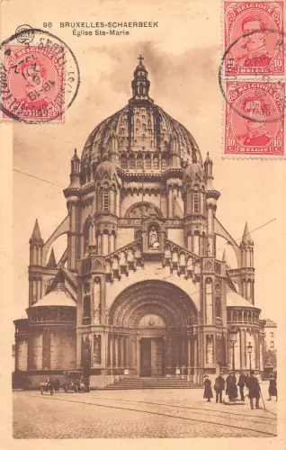 L135 Belgien 1922 Brüssel Schaerbeek Kirche St. Marie Vintage Postkarte