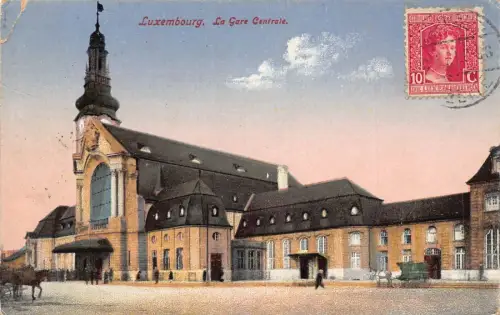 L136 Luxemburg 1921 Luxemburg City Centaral Bahnhof Vintage Postkarte