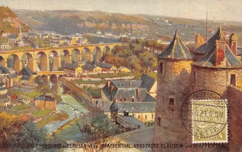 L136 Luxemburg 1921 Faubourgs de Clausen Pfaffenthal Brücke Vintage Postkarte