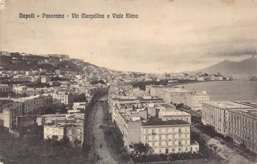 L073 Italien 1913 Neapel-Panorama-Via Mergellina e Viale Elena Vintage Postkarte