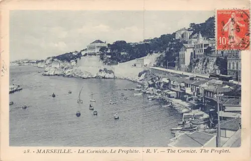 L132 Frankreich 1921 Marseille Das Gesims Der Prophet Boote Hafen Vintage Postkarte