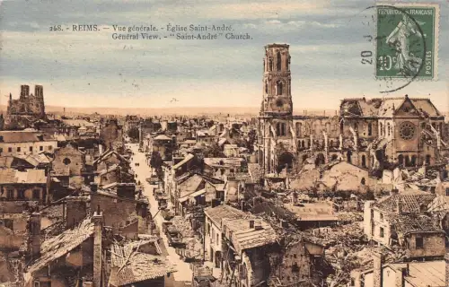 L131 Frankreich 1923 Erster Weltkrieg Katastrophen St Andre Kirche Gesamtansicht Postkarte