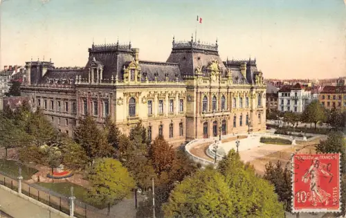 L132 Frankreich 1921 Lyon Le Prefecture et les Jardins Garten Vintage Postkarte