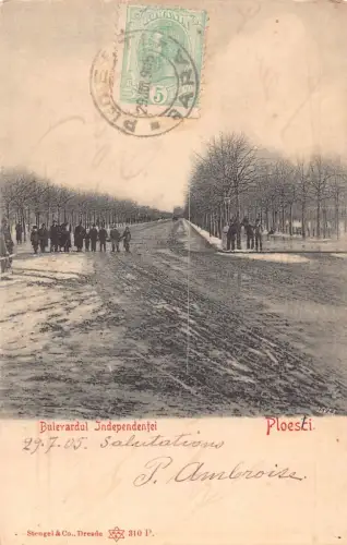 L314 Rumänien 1905 Ploiesti Bulevardul Independentei Vintage Postkarte