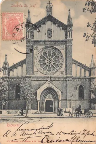 L314 Rumänien 1904 Bukarester Kathedrale Sf Iosif Vintage Postkarte