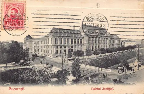 L314 Rumänien 1908 Bucuresti Justizpalast Vintage Postkarte