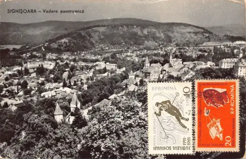 L314 Rumänien 1963 Sighisoara Gesamtansicht Vintage Postkarte