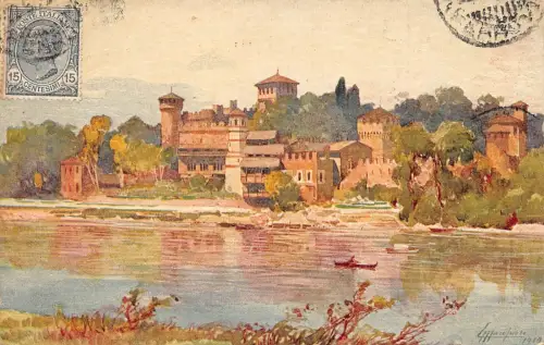 L139 Italien 1922 Turin Turin Mittelalter Burg Vintage Postkarte