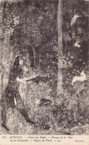 C001 Frankreich, Avignon-Palais des Papes, Fresque Vintage Postkarte