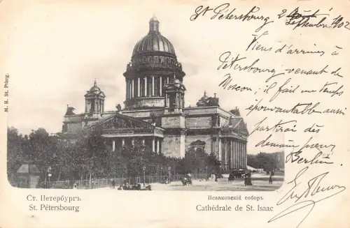 Russland 1902 St Petersburg Kathedrale St Isaakskathedrale Vintage Postkarte B909