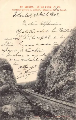 Russland Le lac Baikalsee Chemin de Fer Eisenbahn 1902 Vintage Postkarte B908