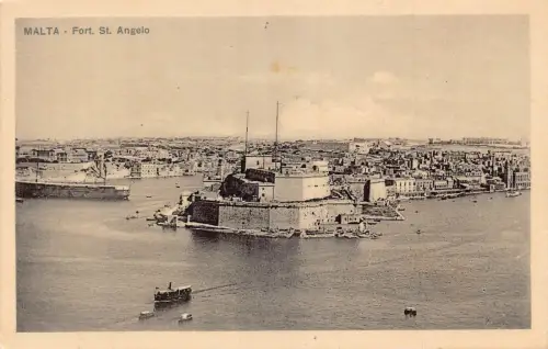 Malta Valetta Fort St Angelo Vintage Postkarte B910