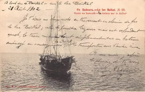 Russland Ein Boot auf dem Baikalsee 1902 Vintage Postkarte B910