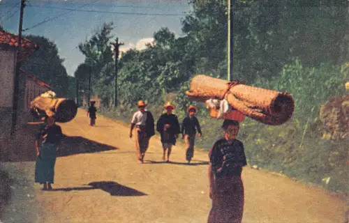 Antigua Camino del Mercado Ureinwohner Pflegeteppich Ethno Postkarte B910