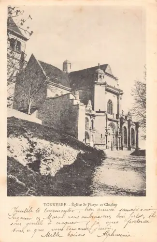 Frankreich 1901 Tonnere Eglise St Pierre et Clocher Kirche Vintage Postkarte B908