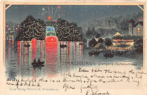 Frankreich 1901 Straßburg Strassburg Orangerie Fest Feuerwerk Postkarten B910