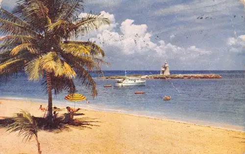 A865 Jamaica Tower Isle Hotel Strand und Turmboote Vintage Postkarte