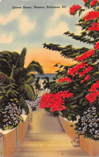 A867 Bahamas Nassau Queen Street Vintage Postkarte