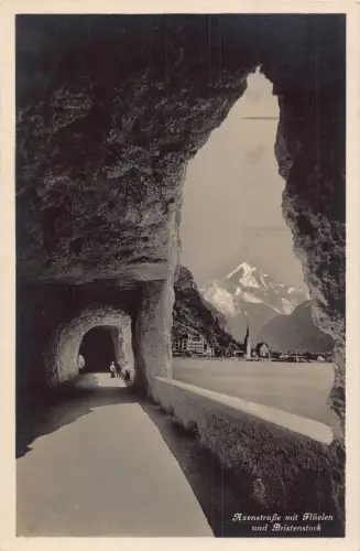 Schweiz 1930 Axenstrasse Tunnel Flueelen Bristenstock Vintage Postkarte