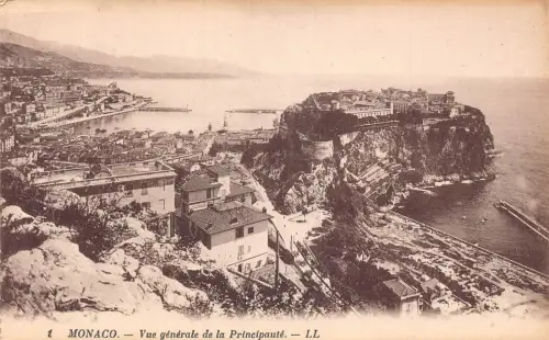 A870 Monaco Vue Generale de Principaute Gesamtansicht Vintage Postkarte