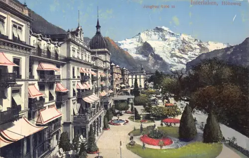 Schweiz Interlaken Höhenweg Jungfrau Berg Pek Hotel Vintage Postkarte