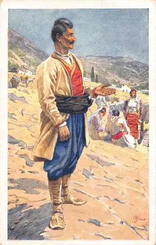 B140 Kroatien 1929 Types des environs Ureinwohner Dubrovnik Ethno Postkarte