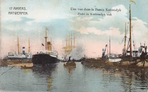 B138 Belgien 1916 Anvers Antwerpen Bassin Kattendyk Steamboat SWWI Feldpostkarte