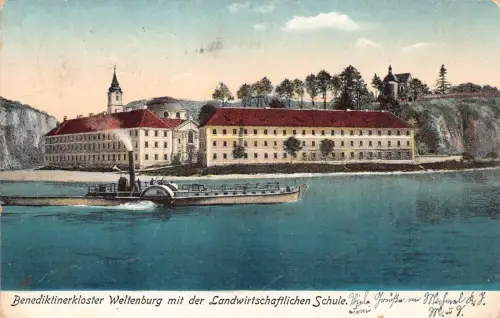 B137 Deutschland 1911 Benediktinerkloster Weltenburg Schule Dampfschiffe Postkarte