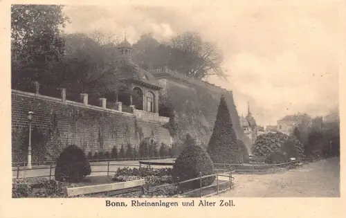 B137 Deutschland 1913 Bonn Rheinanlagen und Alter Zoll Postkarte