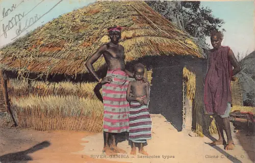 L549 Gambia Fluss Gambia Sarracoles Typen Eingeborene Ethno Vintage Postkarte