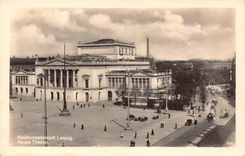 B137 Deutschland Reichsmessestadt Leipzig Neues Theater RPPC Vintage Postkarte