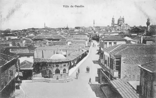 L549 Griechenland Kreta Chania Straßenansicht Vintage Postkarte