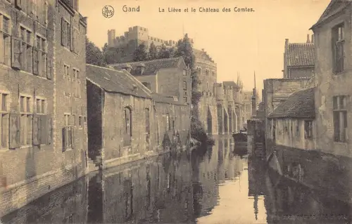 B138 Belgien Gand Gent 1915 Lieve et Chateau des Comtes Canal WWI Feldpostkarte