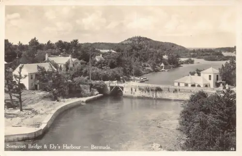 B160 Bermuda Somerset Bridge und Ely's Harbour RPPC Vintage Postkarte