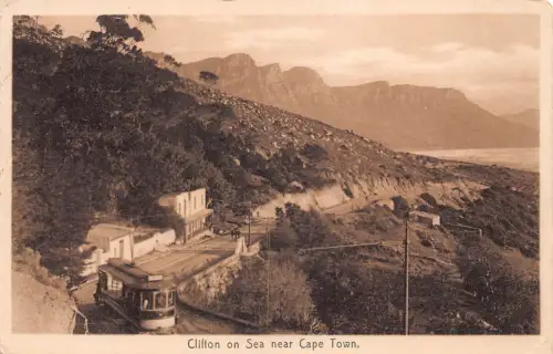 B159 Südafrika 1914 Clifton on Sea bei Kapstadt Straßenbahn Vintage Postkarte