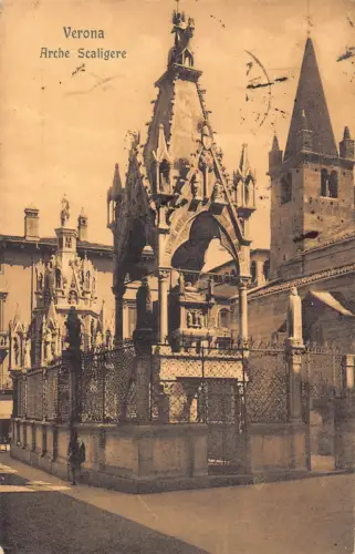 B149 Italien 1912 Verona Arche Scaligere Vintage Postkarte