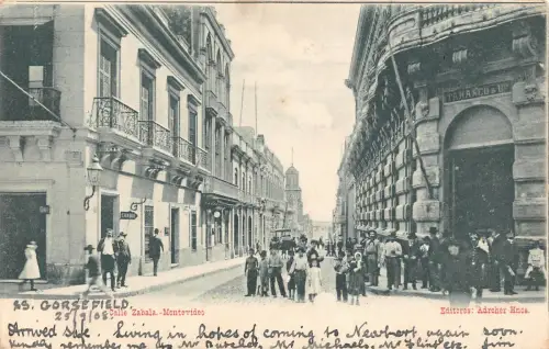 B139 Uruguay Montevideo 1908 Calle Zabale Vintage Postkarte
