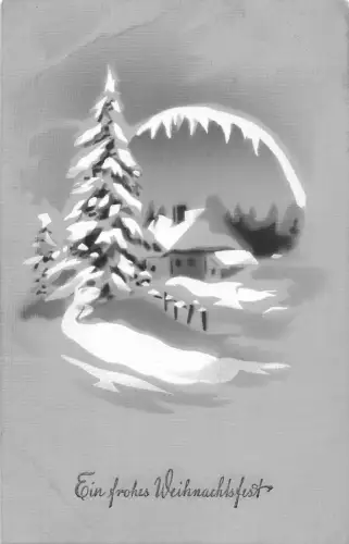 B155 Weihnachtsgrüße 1912 Verschneite Landschaft Baum Kunst Postkarte