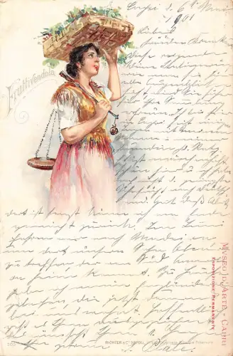 B153 Berufstypen 1901 Italienerin als Obstverkäuferin Scale Fruttivendola Postkarte