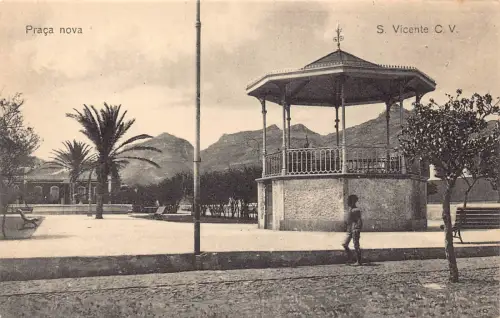 B161 Kapverde Sao Vicente Praca Nova Bandstand Vintage Postkarte