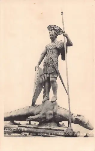 B149 Italien Venezia Venedig S Teodoro Statua spora Statue RPPC Postkarte
